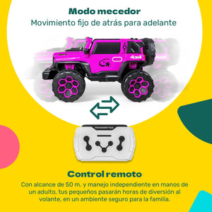 Carro Montable Electrico Control Remoto 4x4 Musica Bluetooth Fucsia