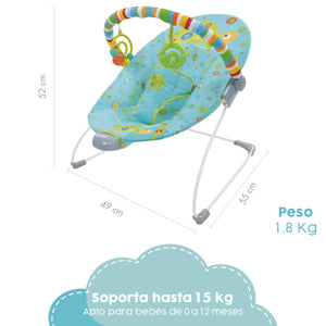 Bouncer Azul Silla Mecedora para bebe Vibradora Bebe Con Juguetes Portatil