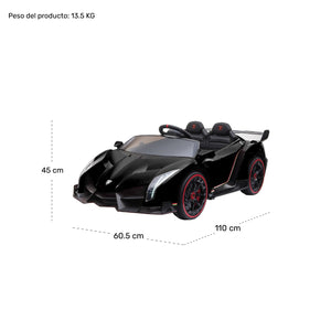 Carro Eléctrico Montable Lamborghini Negro Usb Mp3 12v