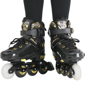 Patines En Linea Profesionales para Adulto Llantas (talla 21-23) Premium Color Gold Led