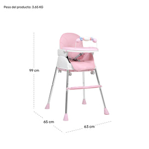 Silla Alta Periquera 3 En 1 Bebe Ajustable Comer Rosa