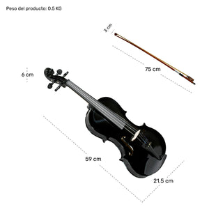 Violí­n Acústico 4/4 Incluye Arco, Brea y Estuche Color Negro