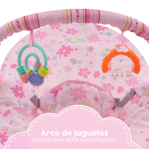 Bouncer Rosa Silla Mecedora para bebé Vibradora Bebe Con Juguetes Portatil