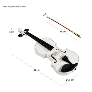 Violí­n Acústico 4/4 Incluye Arco, Brea y Estuche Color Blanco