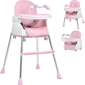 Silla Alta Periquera 3 En 1 Bebe Ajustable Comer Rosa