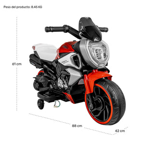 Moto Montable Eléctrica Roja Con Luz Y Claxon Color Rojo