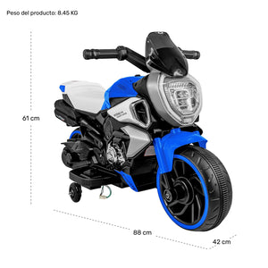 Moto Montable Eléctrica Azul 6v Luces Musica Usb Color Azul