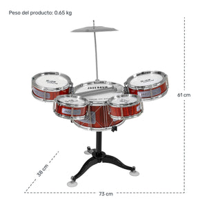 Bateria Musical Juguete Jazz Niños 7 Piezas 5 Tambores