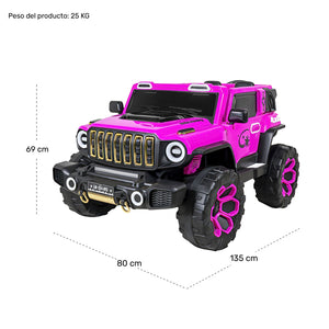 Carro Montable Electrico Control Remoto 4x4 Musica Bluetooth Fucsia