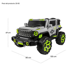 Carro Montable Electrico Control Remoto 4x4 Gris Musica Bluetooth