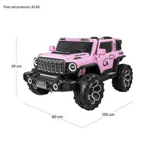 Carro Montable Electrico Control Remoto 4x4 Musica Bluetooth Color Rosa