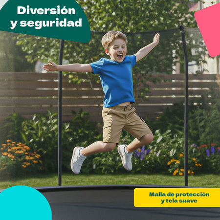 Trampolin 10ft 3m Brincolin Seguridad Empotrado Malla Lona De Salto Negro Cobertor De Resortes Rosa