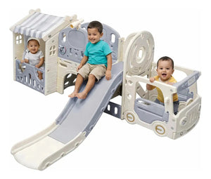 Juego Infantil Tobogan Resbaladilla Centro Juegos 10 En 1 Color Gris