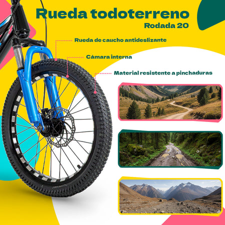 Bicicleta Deportiva Infantil R20 Frenos Disco Monoshock Niño
