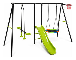 Columpio Infantil Estacion Juego 4en1 Trampolin Resbaladilla Negro