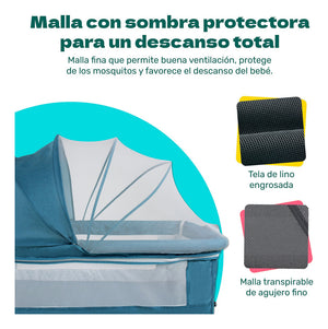Cuna Cama Colecho Cambiador Bebe Mosquitero Ruedas 3 En 1
