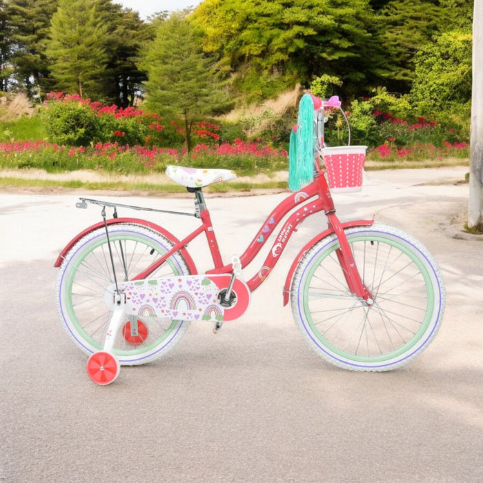 Bicicleta Niña Rosa R 20 Infantil Canastilla Llantitas Little Monkey