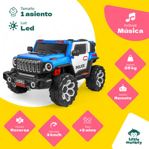 Carro Montable Electrico Control Remoto 4x4 Policia Musica Bluetooth