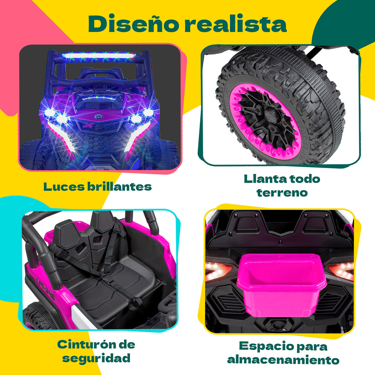 Montable Electrico Buggy 12v Luces Led Niños Control Remoto