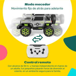 Carro Montable Electrico Control Remoto 4x4 Gris Musica Bluetooth