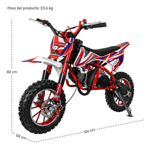 Moto Cross Pocket Montable Niños Motor Gasolina 45km/h Roja