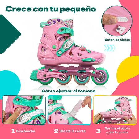 Patines Linea Abec 9 Soporte Aluminio Adultos Niños 4 Ruedas MEDIANO
