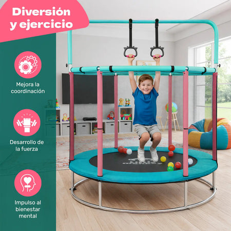 Trampolin Brincolin 142cm Infantil Multijuego Base Reforzada Rosa