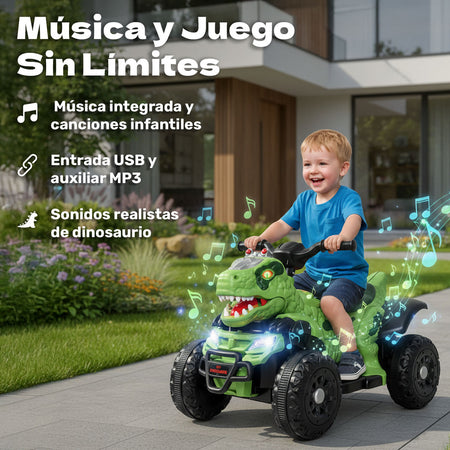 Moto Electrica Dinosaurio Luz Led Montable Electrico Sonidos Color Verde