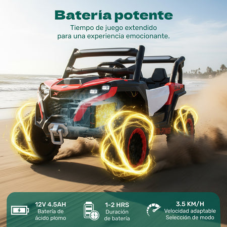 Montable Electrico Buggy Luces Led Niños Control Remoto Color Rojo