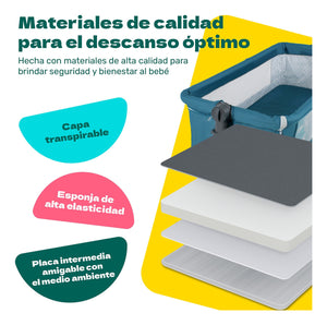 Cuna Cama Colecho Cambiador Bebe Mosquitero Ruedas 3 En 1
