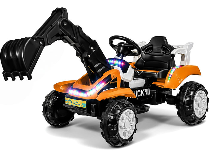 Excavadora Montable Electrico para Niños Conexion USB para Musica Luz LED Sonidos Realistas Brazo Mecanico