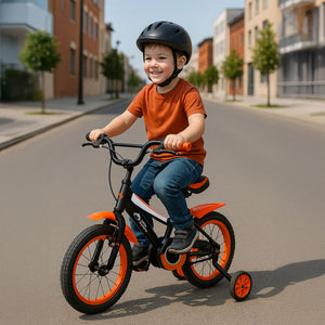 Bicicleta Infantil Naranja R16 Niño Llantas Entrenadoras