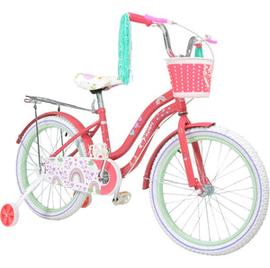 Bicicleta Niña Rosa R 20 Infantil Canastilla Llantitas Little Monkey