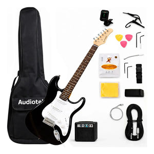 Guitarra Eléctrica Tipo Stratocaster con Amplificador Color Negro Audiotek