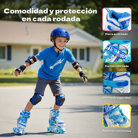 Patines Linea Abec 9 Soporte Aluminio Adultos Niños 4 Ruedas CHICO