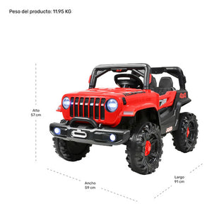 Camioneta Montable Electrica 12v 2 Motores Niño Control Usb Color Rojo