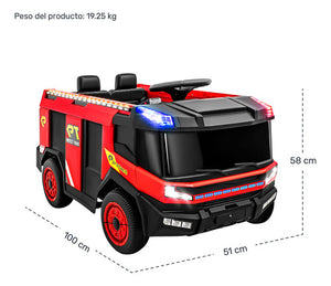 Montable Camión Bombero 12v Luces, Sonido Y Función De Agua