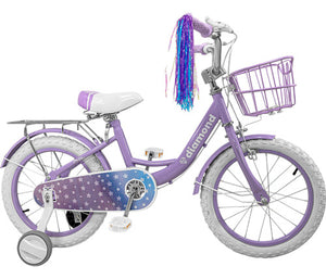 Bicicleta Infantil Morada Niña Rodada 16 Con Canasta Color Morado
