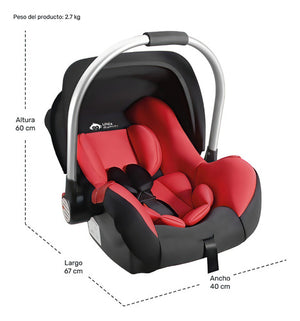 Asiento Portabebes Mecedora Tipo Moises Ergonómico Para Auto Color Rojo