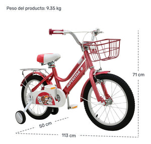 Bicicleta Infantil Roja Niños Rodada 16 Con Canasta Color Rosa