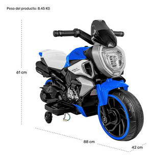 Moto Montable Eléctrica Azul 6v Luces Musica Usb Color Azul