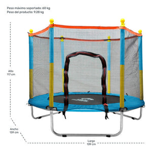 Trampolin Tumbling Niños Brincolin Infantil Red Seguridad Color De La Lona De Salto Azul Color Del Cobertor De Resortes Azul