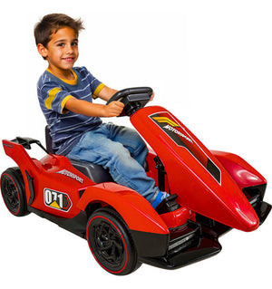 Montable Go Kart 12v Rojo Con Luces Sonido Y Control Remoto