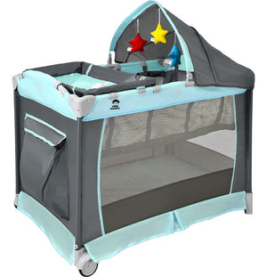 Cuna Corral Bebes Plegable Cambiador Removible Ruedas Juegos Color Azul