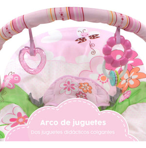 Bouncer Rosa Flores Silla Mecedora para bebé Vibradora Bebe Con Juguetes Portatil
