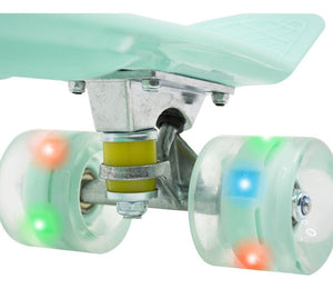 Mini Patineta Tipo Penny 21 Pulgadas 55 Cm Color Menta con Luces Led