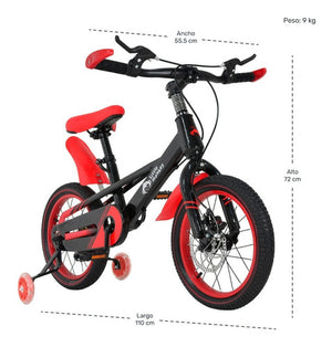Bicicleta Infantil Roja Niño R16 Llantas Entrenadoras Frenos
