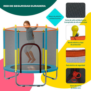 Trampolin Tumbling Niños Brincolin Infantil Red Seguridad Color De La Lona De Salto Azul Color Del Cobertor De Resortes Azul