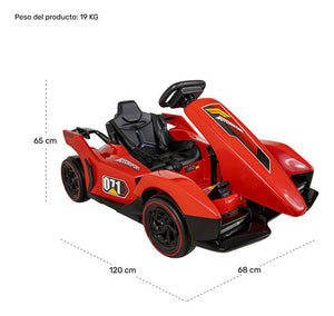 Montable Go Kart 12v Rojo Con Luces Sonido Y Control Remoto