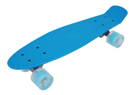 Mini Patineta Tipo Penny 21 Pulgadas 55 Cm Color Azul con Luces Led